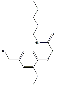 2-[4-(hydroxymethyl)-2-methoxyphenoxy]-N-pentylpropanamide Struktur