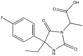 2-[4-ethyl-4-(4-fluorophenyl)-2,5-dioxoimidazolidin-1-yl]propanoic acid Struktur