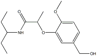 2-[5-(hydroxymethyl)-2-methoxyphenoxy]-N-(pentan-3-yl)propanamide Struktur