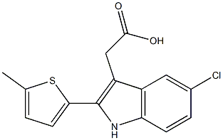 2-[5-chloro-2-(5-methylthiophen-2-yl)-1H-indol-3-yl]acetic acid Struktur