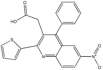 2-[6-nitro-4-phenyl-2-(thiophen-2-yl)quinolin-3-yl]acetic acid Struktur