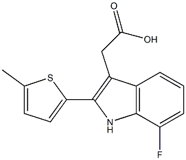 2-[7-fluoro-2-(5-methylthiophen-2-yl)-1H-indol-3-yl]acetic acid Struktur