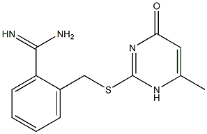 2-{[(6-methyl-4-oxo-1,4-dihydropyrimidin-2-yl)sulfanyl]methyl}benzene-1-carboximidamide Struktur