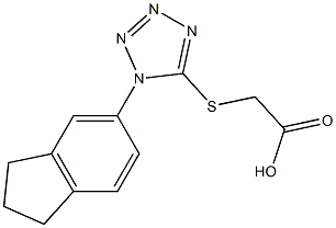 2-{[1-(2,3-dihydro-1H-inden-5-yl)-1H-1,2,3,4-tetrazol-5-yl]sulfanyl}acetic acid Struktur