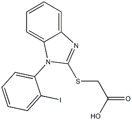 2-{[1-(2-iodophenyl)-1H-1,3-benzodiazol-2-yl]sulfanyl}acetic acid Struktur