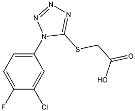 2-{[1-(3-chloro-4-fluorophenyl)-1H-1,2,3,4-tetrazol-5-yl]sulfanyl}acetic acid Struktur