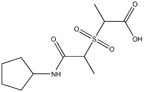 2-{[1-(cyclopentylcarbamoyl)ethane]sulfonyl}propanoic acid Struktur