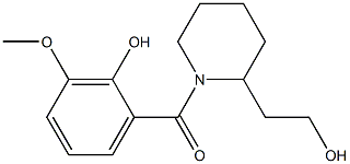 2-{[2-(2-hydroxyethyl)piperidin-1-yl]carbonyl}-6-methoxyphenol Struktur