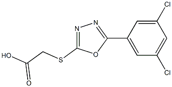 2-{[5-(3,5-dichlorophenyl)-1,3,4-oxadiazol-2-yl]sulfanyl}acetic acid Struktur