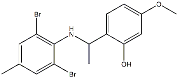 2-{1-[(2,6-dibromo-4-methylphenyl)amino]ethyl}-5-methoxyphenol Struktur