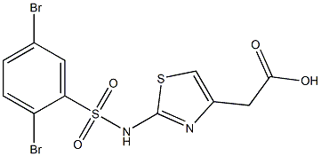 2-{2-[(2,5-dibromobenzene)sulfonamido]-1,3-thiazol-4-yl}acetic acid Struktur