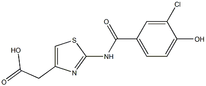 2-{2-[(3-chloro-4-hydroxybenzene)amido]-1,3-thiazol-4-yl}acetic acid Struktur