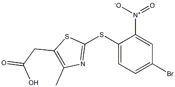 2-{2-[(4-bromo-2-nitrophenyl)sulfanyl]-4-methyl-1,3-thiazol-5-yl}acetic acid Struktur