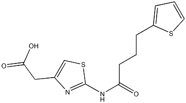 2-{2-[4-(thiophen-2-yl)butanamido]-1,3-thiazol-4-yl}acetic acid Struktur