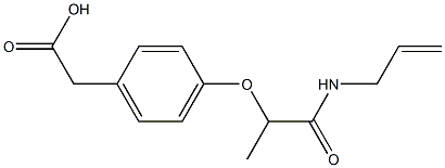 2-{4-[1-(prop-2-en-1-ylcarbamoyl)ethoxy]phenyl}acetic acid Struktur