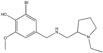 2-bromo-4-({[(1-ethylpyrrolidin-2-yl)methyl]amino}methyl)-6-methoxyphenol Struktur