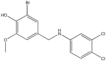 2-bromo-4-{[(3,4-dichlorophenyl)amino]methyl}-6-methoxyphenol Struktur