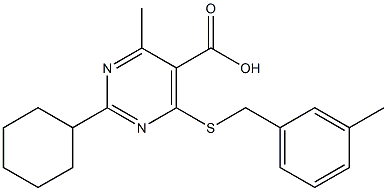 2-cyclohexyl-4-methyl-6-[(3-methylbenzyl)thio]pyrimidine-5-carboxylic acid Struktur