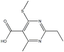 2-ethyl-4-methyl-6-(methylthio)pyrimidine-5-carboxylic acid Struktur