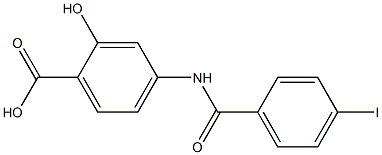 2-hydroxy-4-[(4-iodobenzene)amido]benzoic acid Struktur