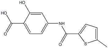 2-hydroxy-4-{[(5-methylthien-2-yl)carbonyl]amino}benzoic acid Struktur