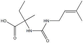 2-methyl-2-({[(3-methylbut-2-enyl)amino]carbonyl}amino)butanoic acid Struktur