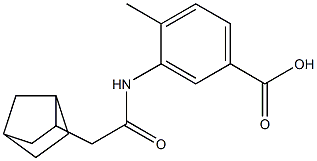 3-(2-{bicyclo[2.2.1]heptan-2-yl}acetamido)-4-methylbenzoic acid Struktur