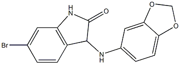 3-(2H-1,3-benzodioxol-5-ylamino)-6-bromo-2,3-dihydro-1H-indol-2-one Struktur