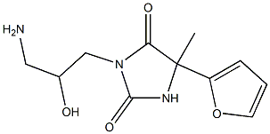 3-(3-amino-2-hydroxypropyl)-5-(furan-2-yl)-5-methylimidazolidine-2,4-dione Struktur