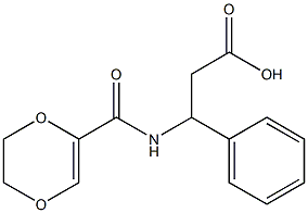 3-(5,6-dihydro-1,4-dioxin-2-ylformamido)-3-phenylpropanoic acid Struktur