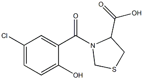 3-(5-chloro-2-hydroxybenzoyl)-1,3-thiazolidine-4-carboxylic acid Struktur