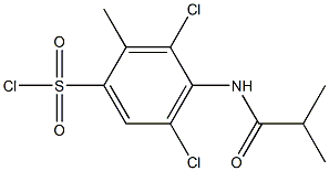 3,5-dichloro-2-methyl-4-(2-methylpropanamido)benzene-1-sulfonyl chloride Struktur