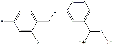 3-[(2-chloro-4-fluorophenyl)methoxy]-N'-hydroxybenzene-1-carboximidamide Struktur