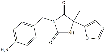 3-[(4-aminophenyl)methyl]-5-(furan-2-yl)-5-methylimidazolidine-2,4-dione Struktur