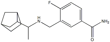 3-{[(1-{bicyclo[2.2.1]heptan-2-yl}ethyl)amino]methyl}-4-fluorobenzamide Struktur