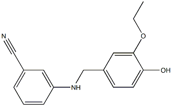 3-{[(3-ethoxy-4-hydroxyphenyl)methyl]amino}benzonitrile Struktur