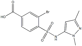 3-bromo-4-[(1,3-dimethyl-1H-pyrazol-5-yl)sulfamoyl]benzoic acid Struktur