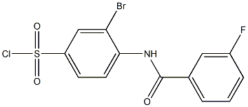 3-bromo-4-[(3-fluorobenzene)amido]benzene-1-sulfonyl chloride Struktur