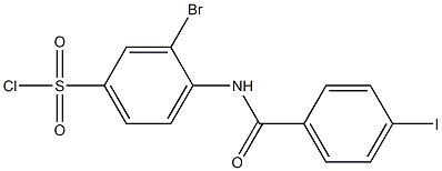 3-bromo-4-[(4-iodobenzene)amido]benzene-1-sulfonyl chloride Struktur