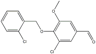 3-chloro-4-[(2-chlorophenyl)methoxy]-5-methoxybenzaldehyde Struktur