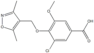 3-chloro-4-[(3,5-dimethylisoxazol-4-yl)methoxy]-5-methoxybenzoic acid Struktur