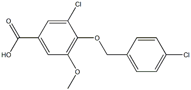 3-chloro-4-[(4-chlorophenyl)methoxy]-5-methoxybenzoic acid Struktur