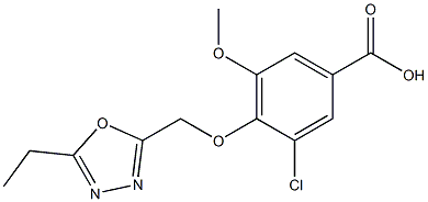 3-chloro-4-[(5-ethyl-1,3,4-oxadiazol-2-yl)methoxy]-5-methoxybenzoic acid Struktur