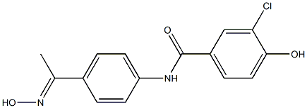 3-chloro-4-hydroxy-N-{4-[1-(hydroxyimino)ethyl]phenyl}benzamide Struktur