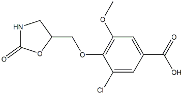 3-chloro-5-methoxy-4-[(2-oxo-1,3-oxazolidin-5-yl)methoxy]benzoic acid Struktur