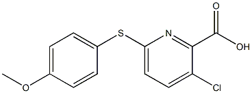 3-chloro-6-[(4-methoxyphenyl)sulfanyl]pyridine-2-carboxylic acid Struktur