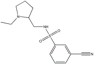 3-cyano-N-[(1-ethylpyrrolidin-2-yl)methyl]benzenesulfonamide Struktur