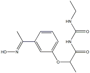 3-ethyl-1-(2-{3-[1-(hydroxyimino)ethyl]phenoxy}propanoyl)urea Struktur