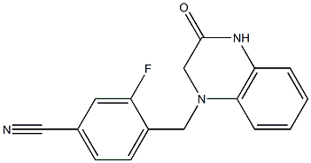 3-fluoro-4-[(3-oxo-1,2,3,4-tetrahydroquinoxalin-1-yl)methyl]benzonitrile Struktur