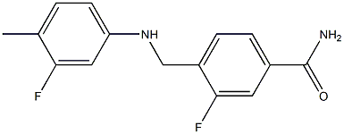 3-fluoro-4-{[(3-fluoro-4-methylphenyl)amino]methyl}benzamide Struktur